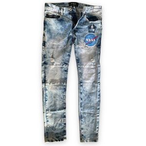 WTO2 Men's NASA
Collection Skinny Denim Pants, Light Sand Blue Welding, 32x30